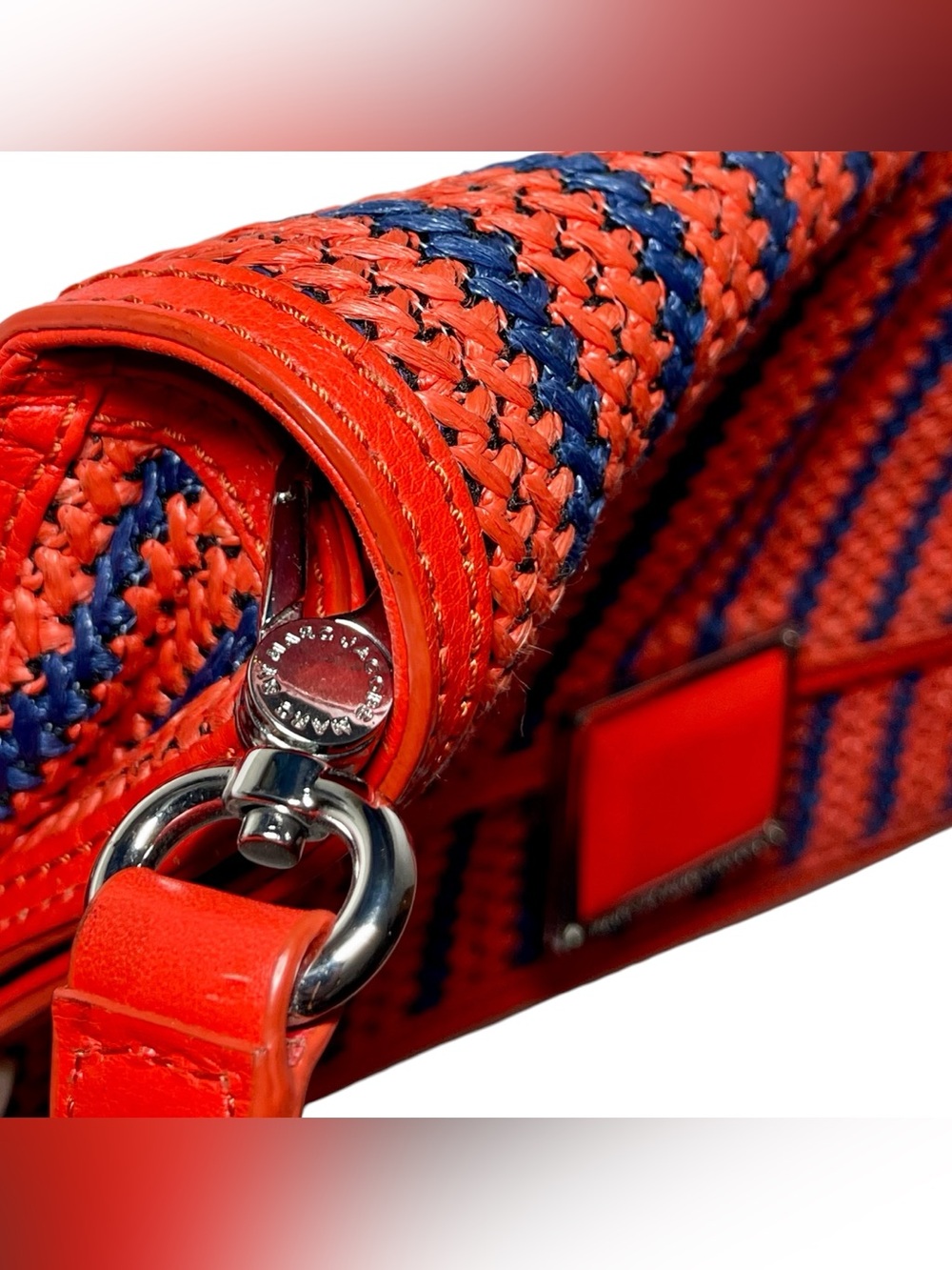 MARC BY MARC JACOBS Red & Navy Straw Shoulder Bag - Picture 5 of 10